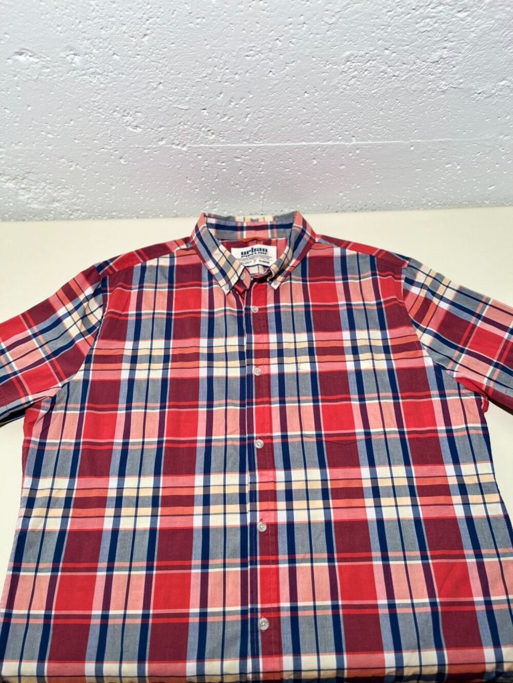 Urban Pipeline Men's Plaid Button Down Short Sleeve Shirt